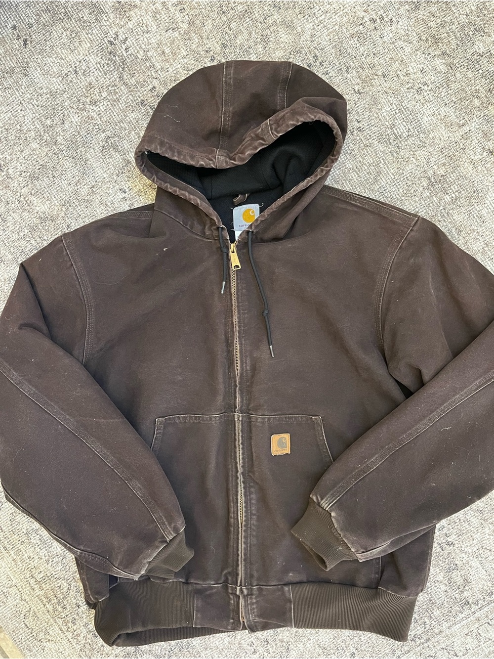 Vintage Carhartt J25 DKB brown hooded work wear jacket Large